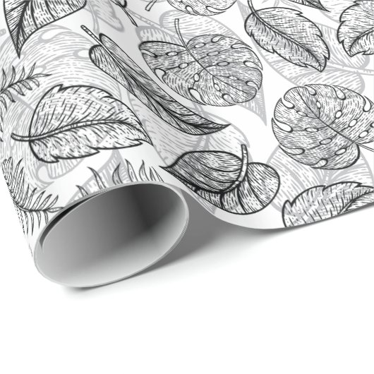 Elegant Tropical Leaf Pattern Cadeaupapier (Rol Hoek)