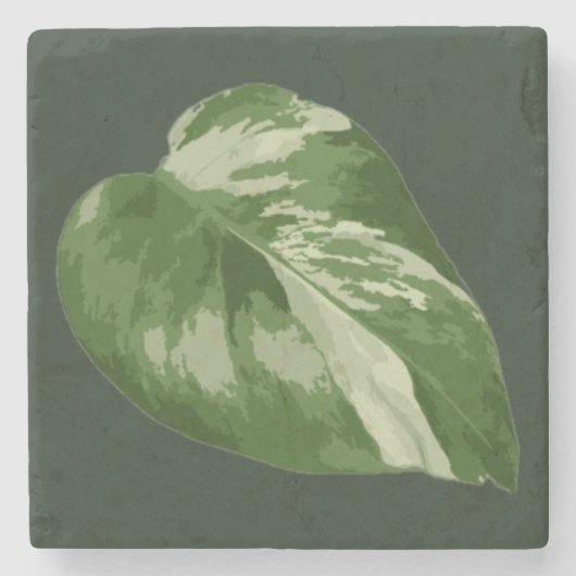 Elegant Tropical Leaf – Rare Plant Art Stenen Onderzetter (Voorkant)