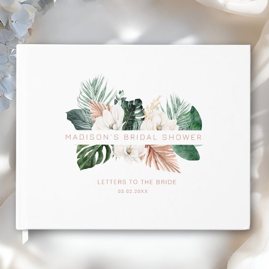 Elegant Tropical Leafy Bridal Shower Gastenboek