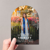 Elegant Tropical Leave Afstuderen Foto Acryl Uitnodigingen (Insitu (Draagbaar))