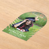 Elegant Tropical Leave Afstuderen Foto Acryl Uitnodigingen (Laagn)