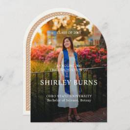 Elegant Tropical Leave Afstuderen Foto Kaart