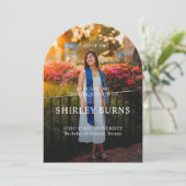 Elegant Tropical Leave Afstuderen Foto Kaart (Staand voorkant)