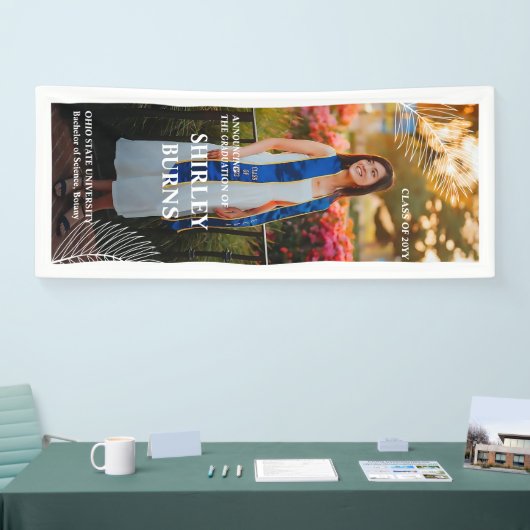 Elegant Tropical Leave Afstuderen Fotobanner Spandoek (Beurs)