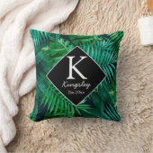 Elegant Tropical Leaves Familienaam Beach House Kussen (Deken)