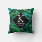 Elegant Tropical Leaves Familienaam Beach House Kussen (Achterkant)