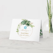 Elegant Tropical Leaves Gold Photo Bar Mitzvah Bedankkaart (Voorkant)