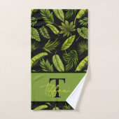 Elegant Tropical Leaves Monogram Bad Handdoek (Handdoek)