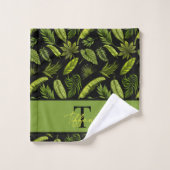 Elegant Tropical Leaves Monogram Bad Handdoek (Wasdoekje)