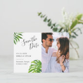 Elegant Tropical Leaves Photo Save the Date (Staand voorkant)