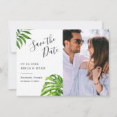 Elegant Tropical Leaves Photo Save the Date (Voorkant)