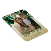 Elegant Tropical Leaves Photo Save the Date Magneet (Rechterzijde)