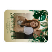 Elegant Tropical Leaves Photo Save the Date Magneet (Horizontaal)