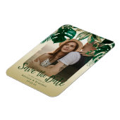 Elegant Tropical Leaves Photo Save the Date Magneet (Linkerzijde)