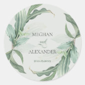 Elegant Tropical Leaves Ronde Sticker (Voorkant)