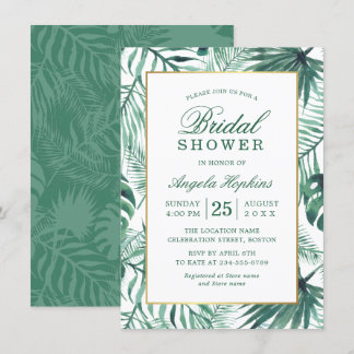Elegant Tropical Leaves Waterverf Vrijgezellenfees Kaart