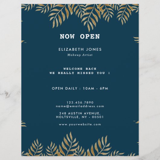 Elegant Tropical Makeup Artist Flyer (Voorkant)