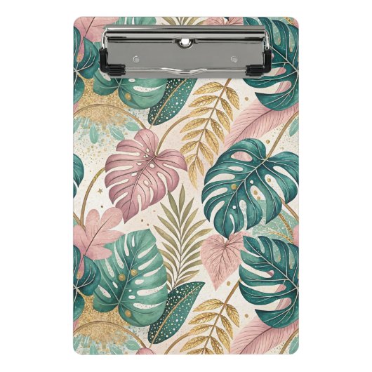 Elegant Tropical Monsteras Boho Mini Klembord (Voorkant)