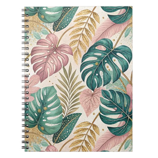 Elegant Tropical Monsteras Boho Notitieboek (Voorkant)