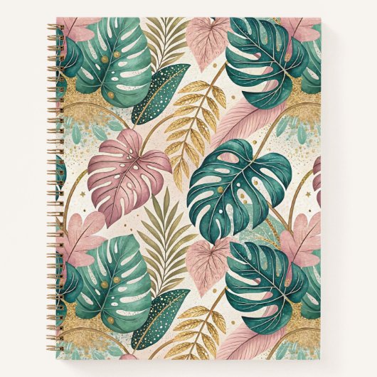Elegant Tropical Monsteras Boho Notitieboek (Voorkant)