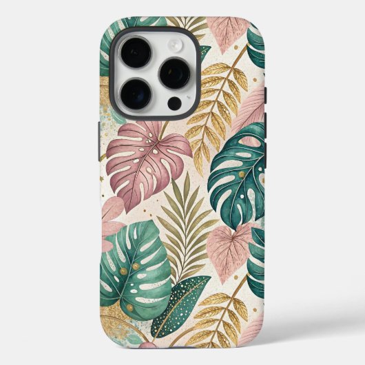 Elegant Tropical Monsteras Gold Case-Mate iPhone Case (Achterkant)