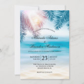 Elegant Tropical Ocean Summer Beach Wedding Kaart (Voorkant)