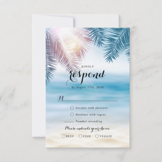 Elegant Tropical Ocean Summer Beach Wedding RSVP Kaartje (Voorkant)