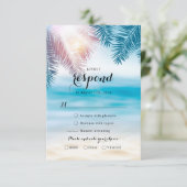 Elegant Tropical Ocean Summer Beach Wedding RSVP Kaartje (Staand voorkant)