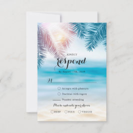 Elegant Tropical Ocean Summer Beach Wedding RSVP Kaartje