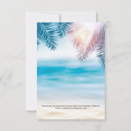 Elegant Tropical Ocean Summer Beach Wedding Save The Date (Achterkant)