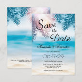 Elegant Tropical Ocean Summer Beach Wedding Save The Date (Voorkant / Achterkant)
