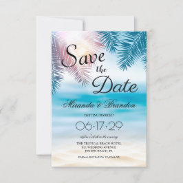 Elegant Tropical Ocean Summer Beach Wedding Save The Date