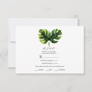 Elegant Tropical Palm Leaves Wedding RSVP Antwoord