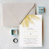 Elegant Tropical Palm Tree Beach Wedding Folie Uitnodiging
