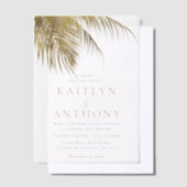 Elegant Tropical Palm Tree Beach Wedding Vellum Uitnodigingen (Offset)