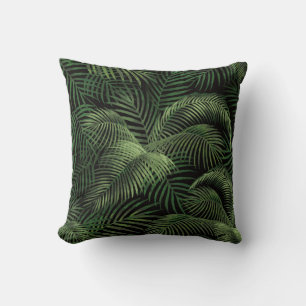 Elegant Tropical Palm Tree Patroon   Zwart-groen Kussen