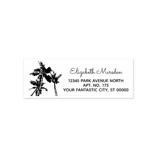 Elegant Tropical Palm Trees Wedding Return Address Zelfinktende Stempel (Design)