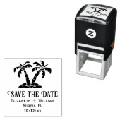 Elegant Tropical Palm Trees Wedding Save the Date Zelfinktende Stempel (In situ)