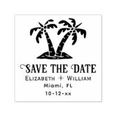 Elegant Tropical Palm Trees Wedding Save the Date Zelfinktende Stempel (Design)