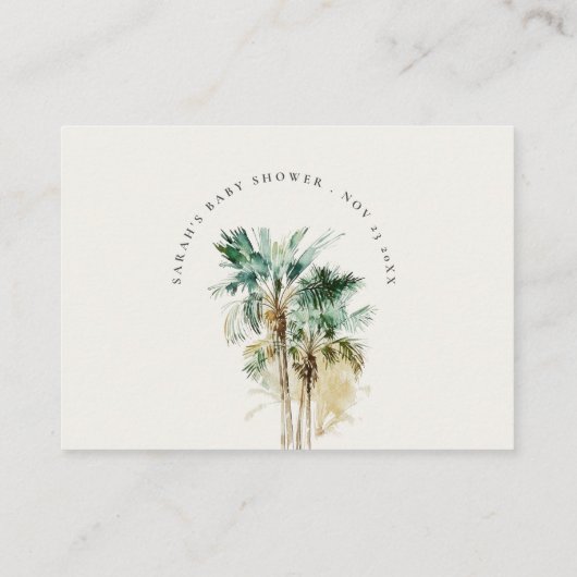 Elegant Tropical Palm Trees wishing Well Wedding Informatiekaartje (Achterkant)