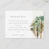 Elegant Tropical Palm Trees wishing Well Wedding Informatiekaartje (Voorkant)