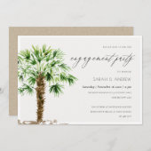 Elegant Tropical Palm Waterverf Verloving nodigt u Bedankkaart (Voorkant / Achterkant)