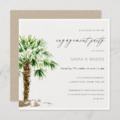 Elegant Tropical Palm Waterverf Verloving nodigt u Bedankkaart (Voorkant / Achterkant)