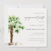 Elegant Tropical Palm Waterverf Verloving nodigt u Bedankkaart (Voorkant)