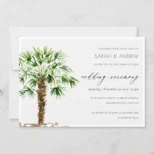 Elegant Tropical Palm Waterverf Wedding Invite Bedankkaart