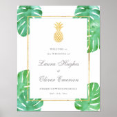 Elegant Tropical Pineapple Weddenschap Welkomsttek Poster (Voorkant)