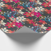 Elegant Tropical Pink Oranje Flowers Patroon Cadeaupapier (Hoek)