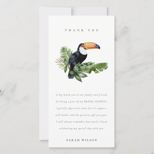 Elegant Tropical Rainforest Toucan Fauna Wedding Bedankkaart (Voorkant)
