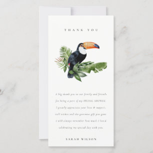 Elegant Tropical Rainforest Toucan Fauna Wedding Bedankkaart