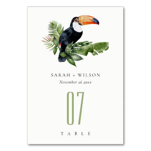 Elegant Tropical Rainforest Toucan Fauna Wedding Kaart (Voorkant)